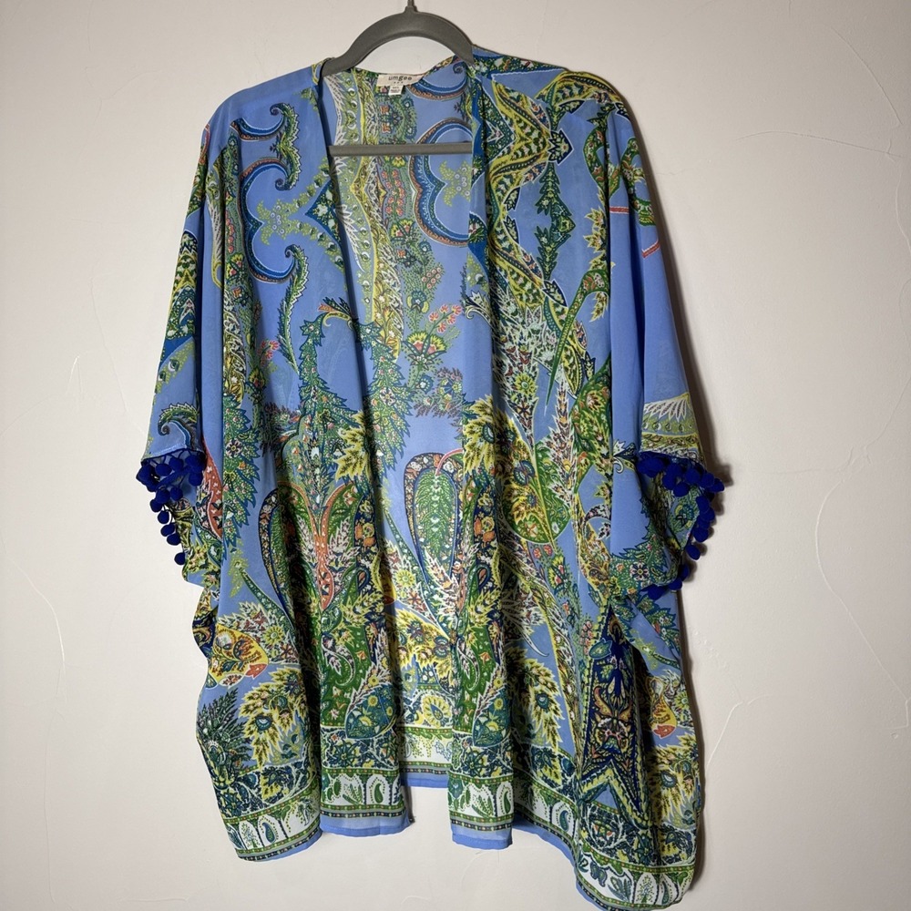 Umgee Cardigan Kimono Boho Paisley Sz M/L Open Front Duster Robe‎ Coverup Gypsy